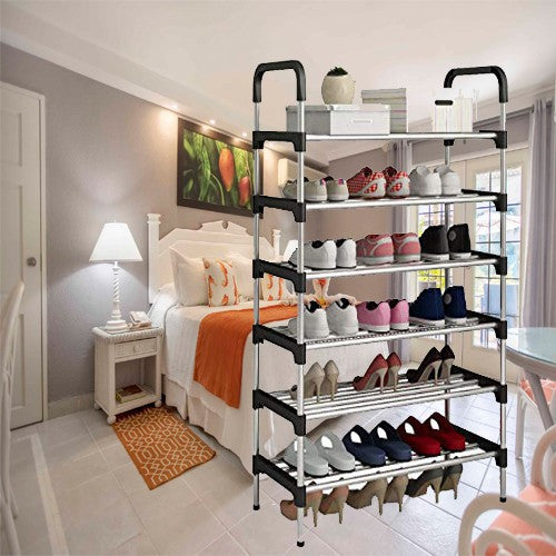 6 Layer Shoe Rack - Stainless Steel Organizer