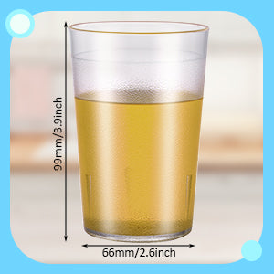 Break Resistant Drinking Glasses Reusable Clear Glass - Stackable Shatterproof Drink Tumblers for Cafe Party Catering Supplies -Frosted