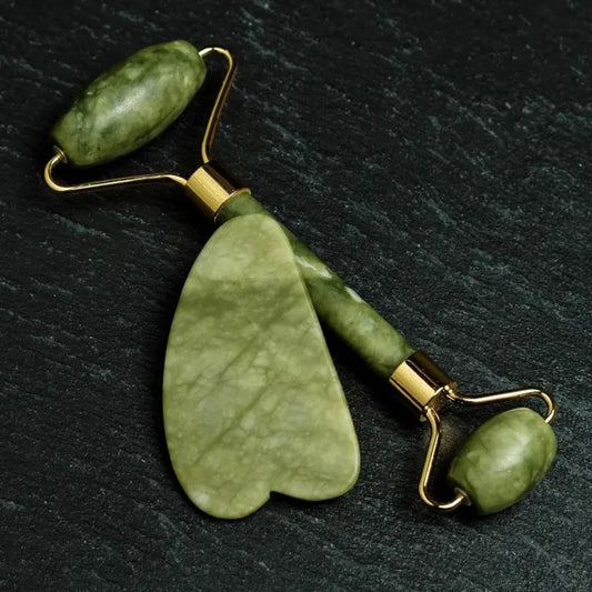 Natural Jade Roller & Gua Sha Set - Anti-Aging Face Massager