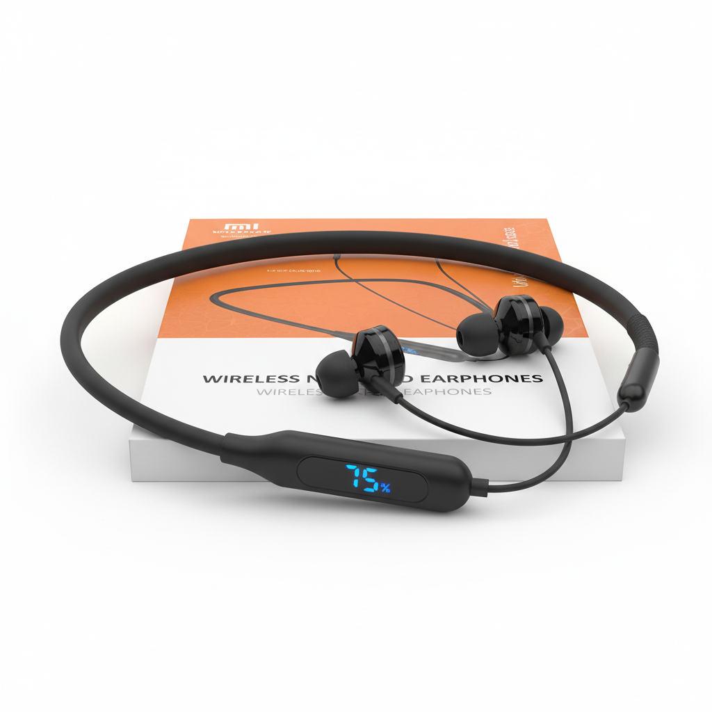 Magnetic Neckband Headphones Wireless Bluetooth 5.2 Earphones LED Display Headset Sport Noise Cancel Earbuds with Mic