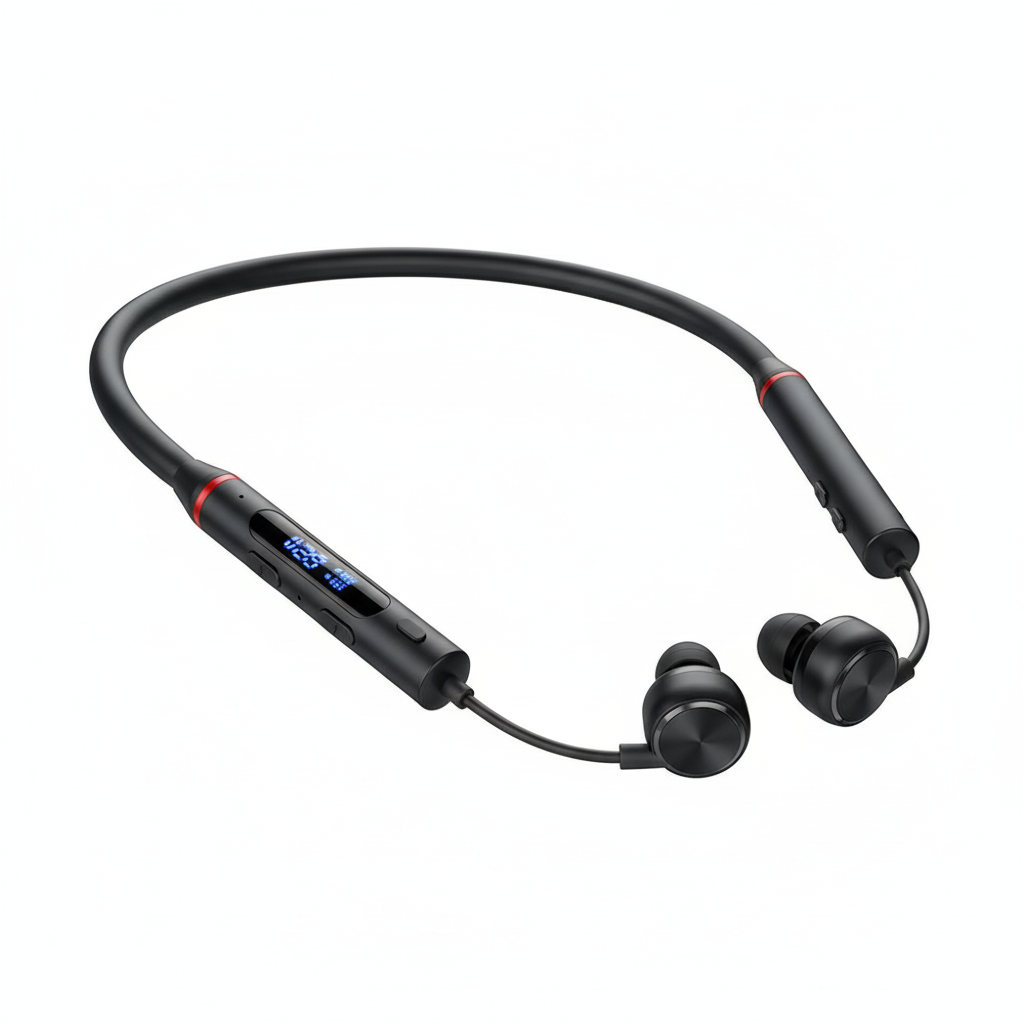 Magnetic Neckband Headphones Wireless Bluetooth 5.2 Earphones LED Display Headset Sport Noise Cancel Earbuds with Mic