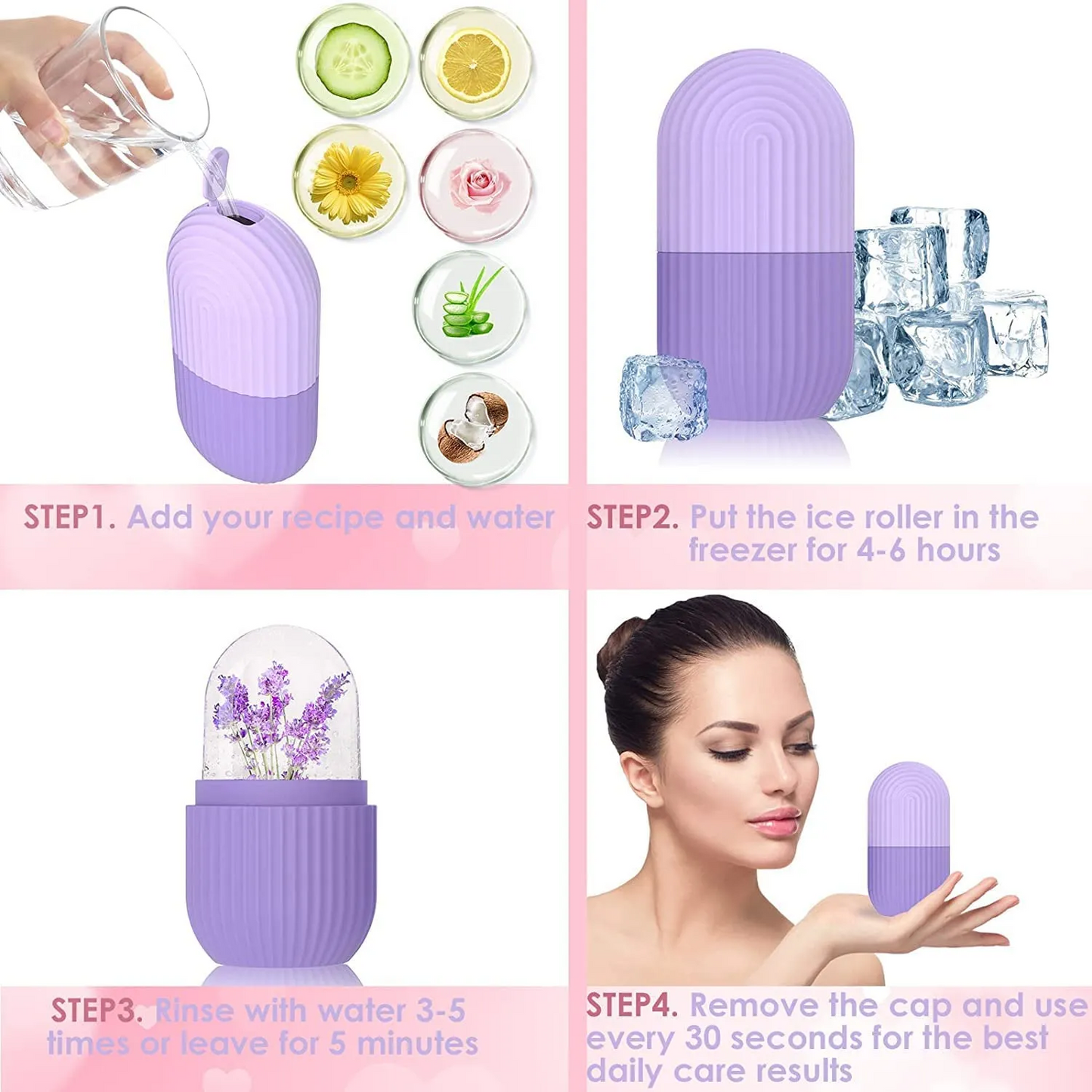 Ice Roller for Face & Eyes – Silicone Ice Mold Face Massager for Puffiness & Glowing Skin