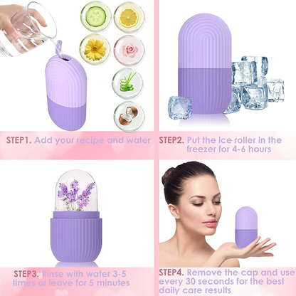 Ice Roller for Face & Eyes – Silicone Ice Mold Face Massager for Puffiness & Glowing Skin