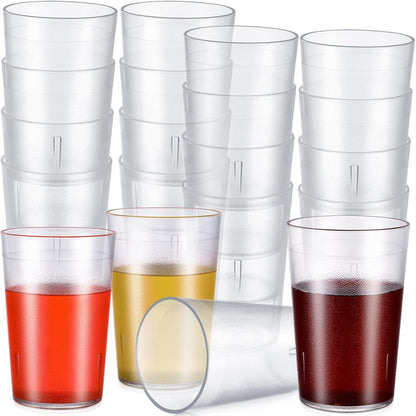 Break Resistant Drinking Glasses Reusable Clear Glass - Stackable Shatterproof Drink Tumblers for Cafe Party Catering Supplies -Frosted