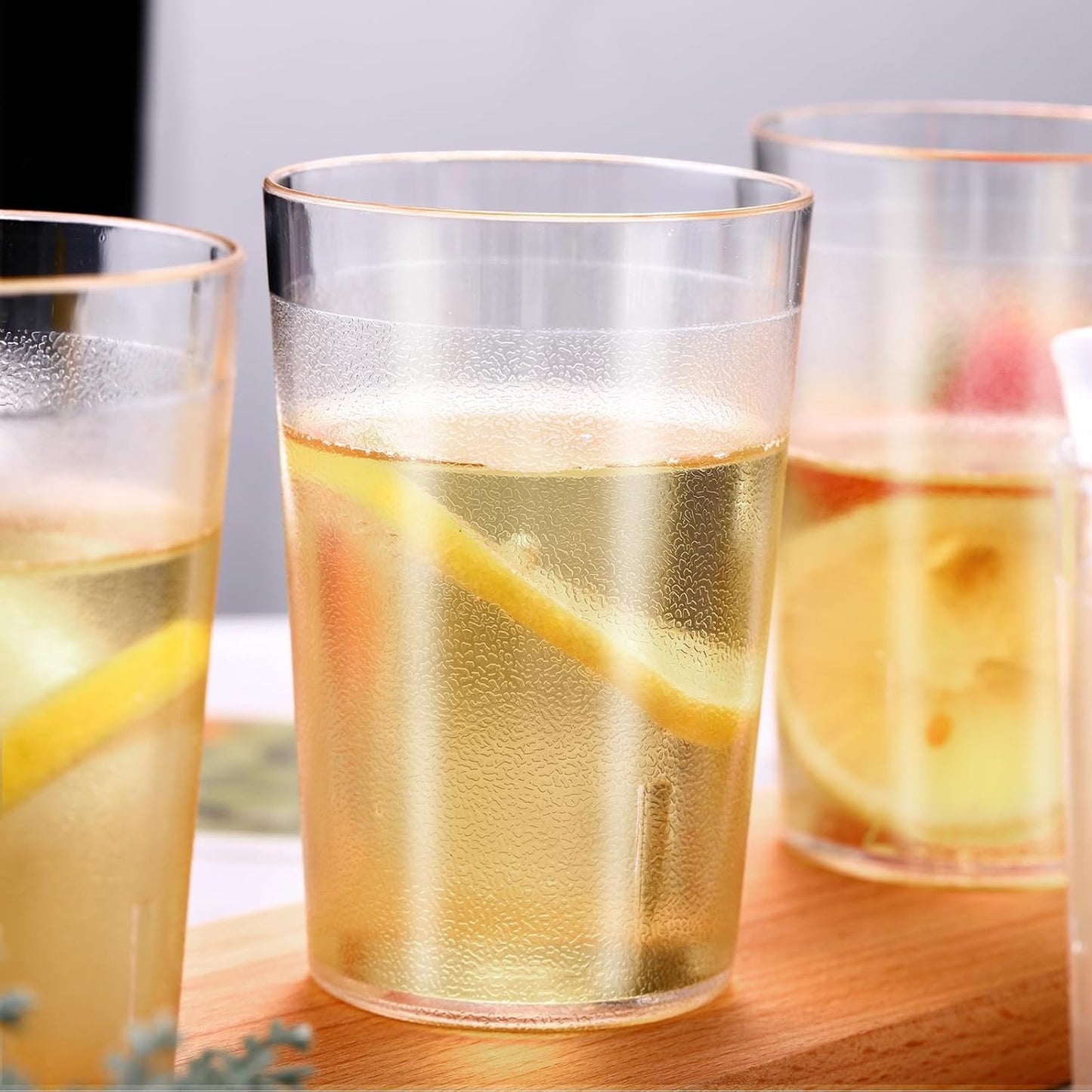 Break Resistant Drinking Glasses Reusable Clear Glass - Stackable Shatterproof Drink Tumblers for Cafe Party Catering Supplies -Frosted