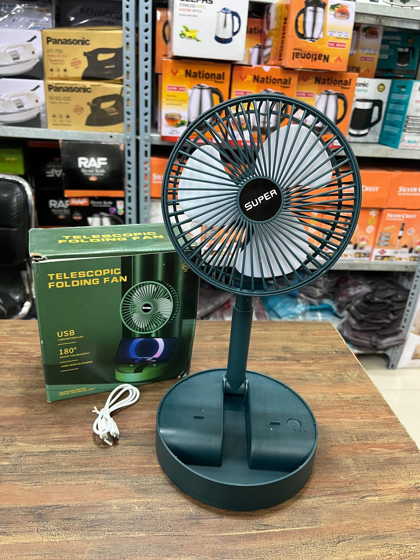 Desktop Folding Fan – Rechargeable Portable Fan with 3 Wind Speeds