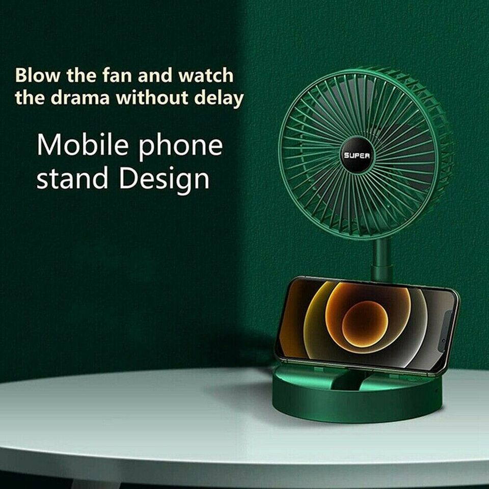 Desktop Folding Fan – Rechargeable Portable Fan with 3 Wind Speeds