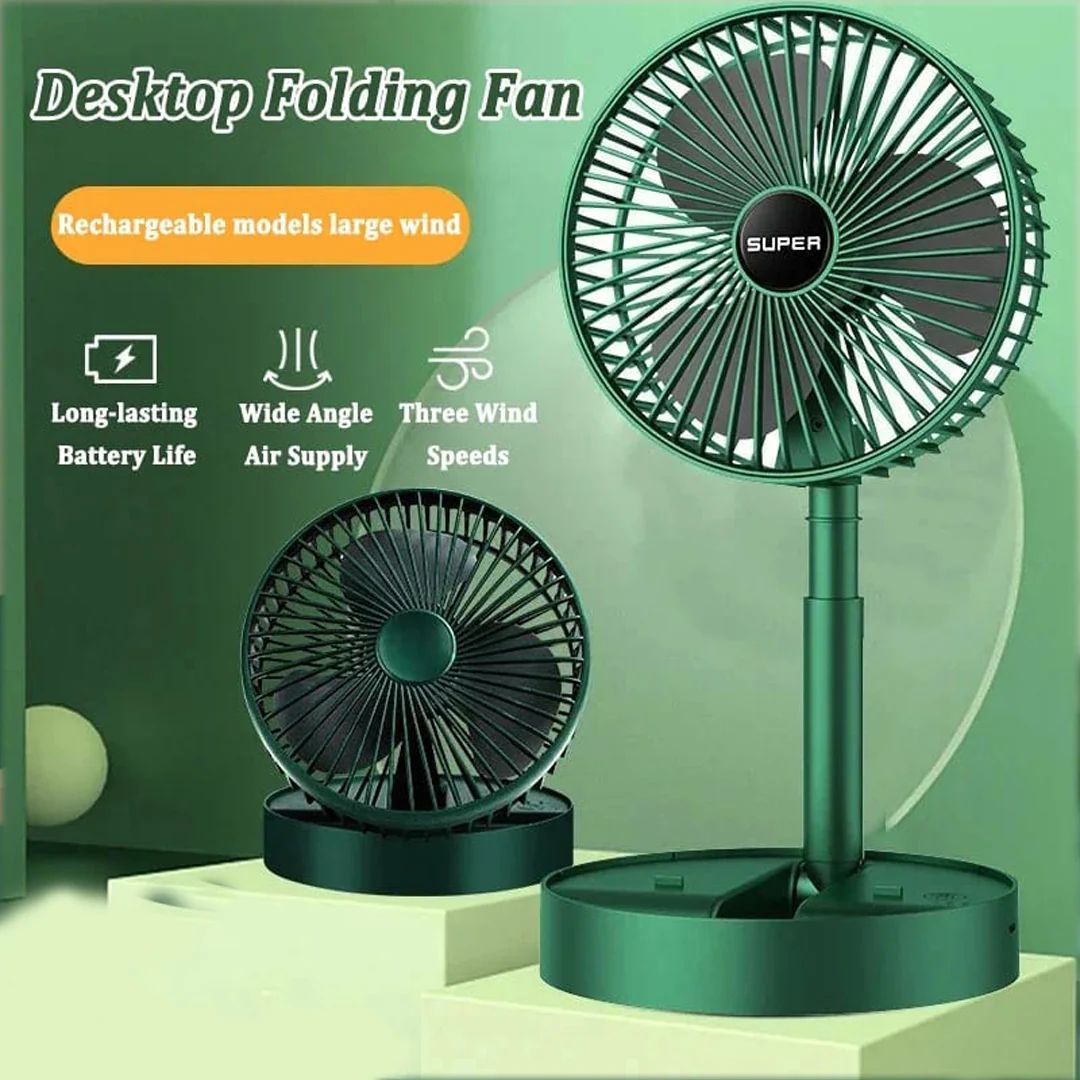 Desktop Folding Fan – Rechargeable Portable Fan with 3 Wind Speeds