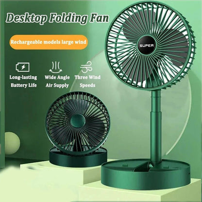 Desktop Folding Fan – Rechargeable Portable Fan with 3 Wind Speeds