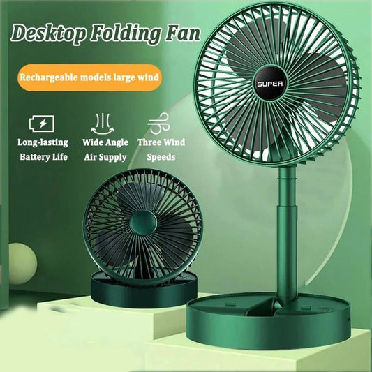 Desktop Folding Fan – Rechargeable Portable Fan with 3 Wind Speeds